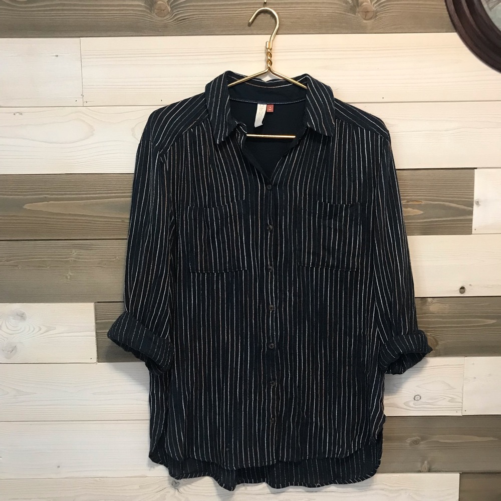 Pilcro Anthropologie ⚜️ Stitch Striped Button Down Slouchy Shirt